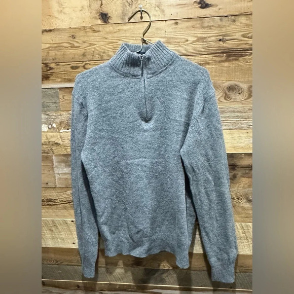 Vintage Emanuel Ungaro Lambs Wool sweater USS gray 1/4 zip warm classic winter - Picture 5 of 6